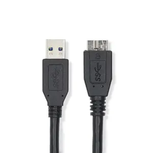 USB cable Nedis CCGL61500BK05 — USB A to Micro‑USB B, USB 3.2 Gen 1 (5 Gbit/s), 0.5 m, black