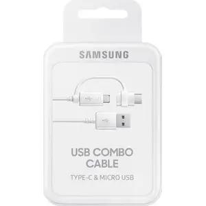 USB data cable Samsung SMG207WHT — USB-A to microUSB and USB-C, white