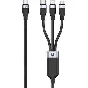 USB cable Unitek C14101AGY01 1.5 m — USB-A to USB-C, micro‑USB and Lightning, black