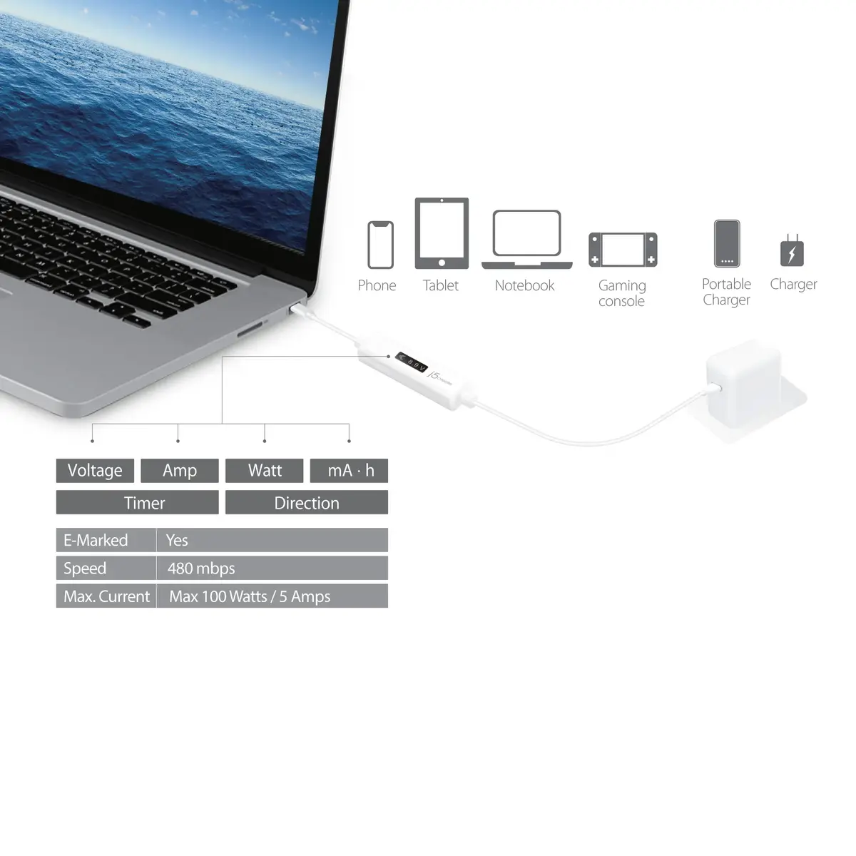 Triton JUCP14 USB-C 2.0 kabelis ar OLED mēraparātu Photo 9