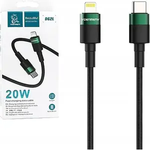 USB-C uz Lightning kabelis DENMEN 34352, 1 m, melns — datu un uzlādes kabelis
