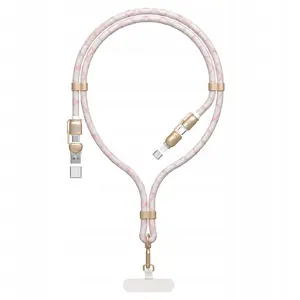 USB cable Dudao 1.5 m — USB-A to USB-C and Lightning, pink