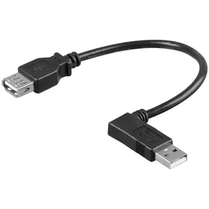 USB 2.0 Hi-Speed extension cable 90° 0.3 m — GOOBAY (USB A to USB A, black)