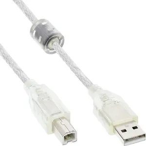 Кабель USB 2.0 GEMBIRD Type A (m) — Type B (m), прозрачный, ферритовый фильтр, 5 м