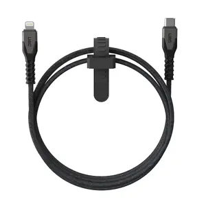 USB-C to Lightning Kevlar Core Power Cable 1.5 m, 30 W, USB 2.0, black/grey – EATON