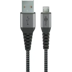USB 2.0 datu kabelis GOOBAY 49282 — Micro-USB B uz USB A, 1 m, melns/ pelēks