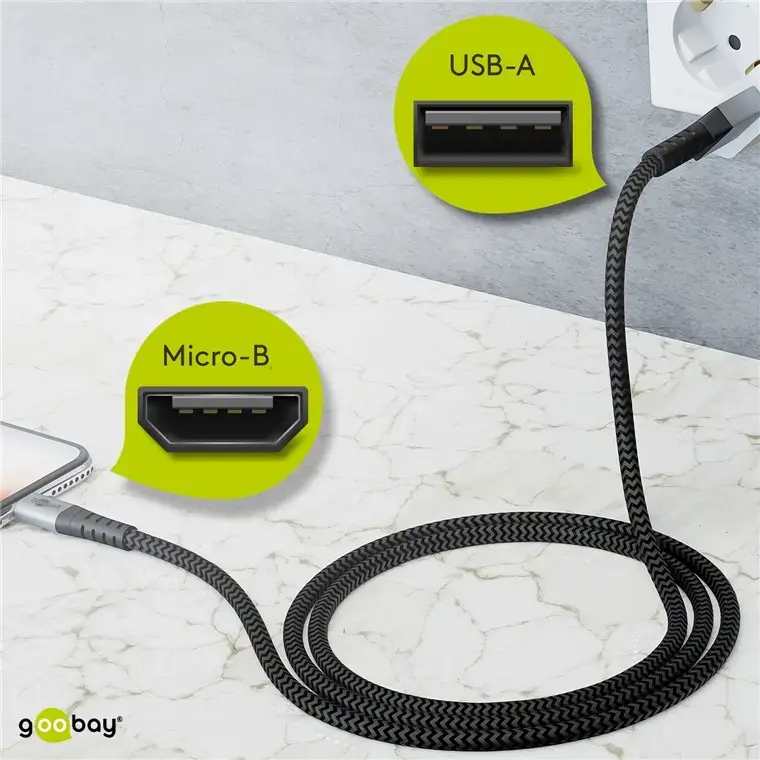 USB 2.0 kabelis GOOBAY 49282 Micro‑USB B — 1 m Photo 2