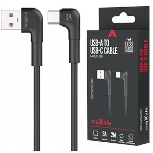 USB-A to USB-C angled cable Techonic MXUC-09 2.0 m 3A black