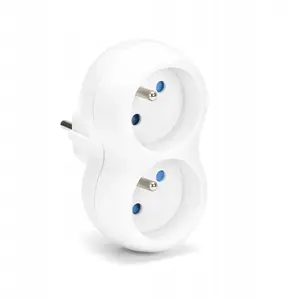 Power mains splitter MONTIS MT149-WH double white — 2 outlets, mains adapter