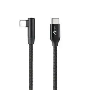 USB-C uz USB-C leņķveida kabelis ART OEM-C10-0.5 480 Mbps 60 W 0,5 m melns ar pinumu un alumīnija korpusu