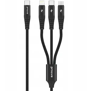 Proove 3‑1 USB-C kabelis — USB Type‑C / Micro‑USB / Apple Lightning 1 m 3 A