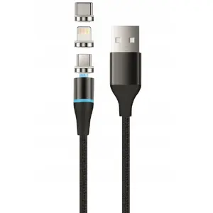 Magnetic 3-in-1 Charging Cable CANYON KBM-01 2.5A 1.0 m (black)