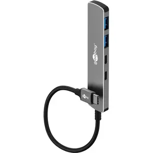 Хаб USB Type-C GOOBAY 79159 — USB 3.2 Gen 1 Type-A и Type-C, 5000 Мбит/с, серый, алюминий/пластик