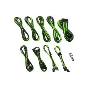 CableMod sleeved cable kit ZUAD-927, black and green, modular PSU cable set