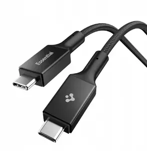 USB Type-C kabelis Spigen Essential EB10015CC — 100W, 150 cm, melns