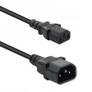 Power cable QOLTEC 50457 for UPS IEC C13 to C14, 3x0.75 mm², 1 m