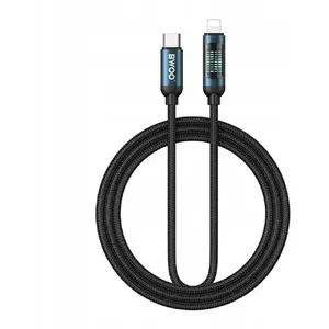 USB-C to USB-C Cable 1m 60W with LED Power Display, Braided Black - No name BO-X304