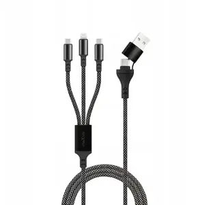 Cable maxlife ALLin1 USB + USB-C - Lightning + 2× USB-C 1.0 m 66W black