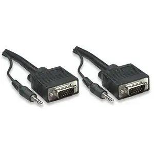 MANHATTAN HD15 to HD15 with 3.5mm audio cable, male–male, 1.8 m (VGA D-Sub + 3.5mm)