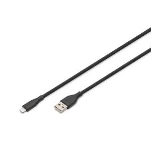 USB-A to Lightning silicone connection cable DIGIT 1 m, 5 V 2.4 A, 12 W, MFi certified, black