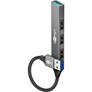 USB-хаб GOOBAY 74456 — USB 3.2 Gen 1 Type-A хост к нескольким портам USB 3.2 Gen 1 / USB 2.0 Type-A, 5000 Мбит/с, алюминий, светло‑серый
