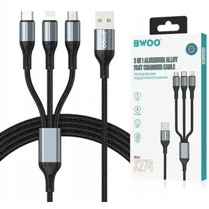 UGREEN 3-in-1 charging cable 1m 3A — USB to USB-C, Lightning, Micro USB (model X274) black