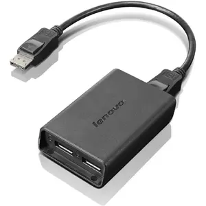 Lenovo DP to 2DP Hub — DisplayPort splitter hub for one DisplayPort input to two DisplayPort outputs