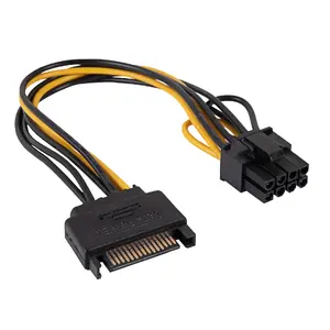 Internal power cable Akyga AK-CA-80 — PCI‑E (6+2 pin) to SATA 15‑pin, 0.2 m