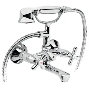 Bath faucet FERRO XR11 wall-mounted chrome — retro style, single-hole mixer