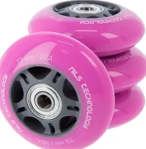 Inline Skate Wheels set Nils Extreme PU 72x24 82A (4 pcs) with ABEC-7 Bearings (8 pcs) — pink