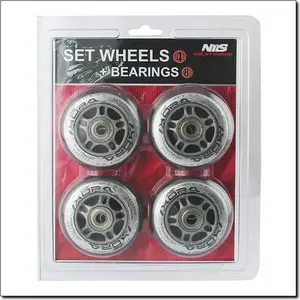 PU Wheels 76x24 mm 82A Transparent set for Skateboard/Scooter, Nils Extreme (16-32-016)