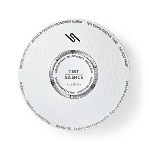 Smoke air-sampling detector Nedis DTCTCS10WT, white, battery powered 3 V Li‑Ion, 134 mm diameter