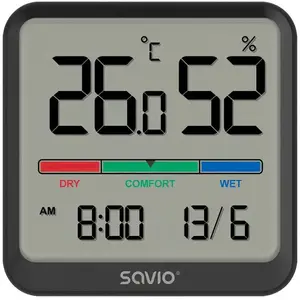 Temperatūras un mitruma sensors SAVIO CT-01/B, melns