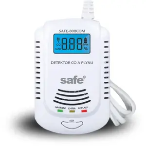 Gāzes detektors Evolveo SAFE808COM — Butāns, Metāns, Dabasgāze, Propāns; LCD, 85 dB trauksme; AC 230 V / baterija; 112×42×73 mm