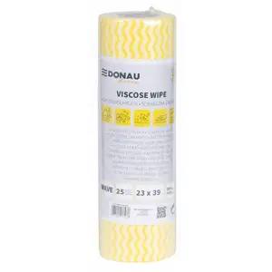 Cleaning Cloth Donau Home with 70% Viscose, Roll, Wave Pattern, 23×39 cm, 25 Sheets, Yellow