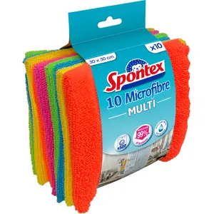 Tīrīšanas lupatiņa Spontex mikrošķiedra 300×300 mm krāsaina, iepakojumā 10 gab.