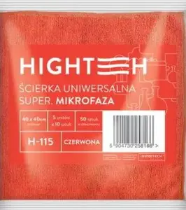 Салфетка из микрофибры Hightech H-115, 40×40 см, красная, универсальная