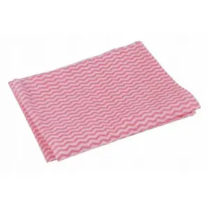 Microfiber cleaning cloth Donau Home 70% viscose, folded wave pattern, 30×40 cm, pack of 100, pink