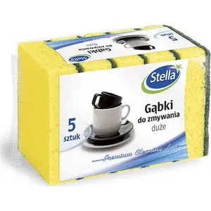 Stella washing sponges, large 5 pcs, foam with black scouring fiber, mixed colors