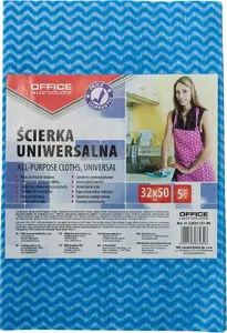 Cleaning Cloth Office Products PBSX1564, viscose 70%, weight 40 g/m², 32×50 cm, pack of 5, blue