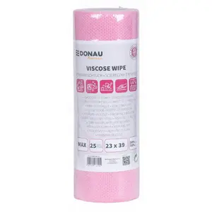 Cleaning Cloth Donau Home, viscose 70%, roll, 23×39 cm sheets, 25 pcs, pink