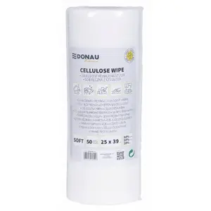 Cleaning wipe Donau Home soft, cellulose 50%, roll, 25x39 cm, 50 sheets, white