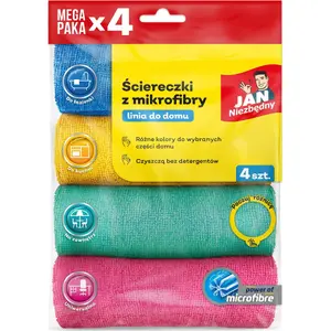 Microfiber cleaning cloths Sarantis JAN NIEZBĘDNY set of 4 — mixed colors