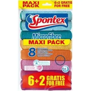 Microfibre Cleaning Cloth Pack Spontex 6+2 pcs (model 19700052) for General Household Cleaning