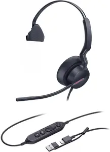 Austiņa No name UH46 Mono USB-C/A — mono, USB-C un USB-A savienojums, trokšņu slāpēšanas mikrofons