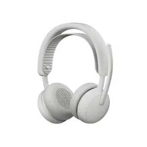 Austiņas Logitech Zone Wireless 2 ES — vadu un bezvadu (Bluetooth), USB‑C, supraaurālas, kabelis 1.5 m, baltas, 212 g