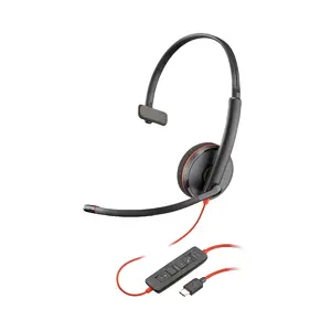 Наушники Poly Blackwire 3210 Monaural USB-C — проводные, сupraауральные, 20–20000 Гц, кабель 0,79 м, 87 г, черные