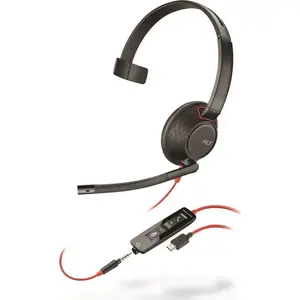 Vadu austiņas PLANTRONICS Blackwire 5210, mono, USB-C, vadības pogas (207587-201)