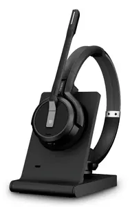 Austiņu komplekts EPOS Germany IMPACT 5000 Go MS WL USB-A — bezvadu, supraaurāla, 20–20000 Hz, 180 m darbības rādiuss, 136 g, melna