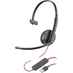 Проводная мононаушная гарнитура Poly Blackwire 3210 USB-A с шумоподавляющим микрофоном